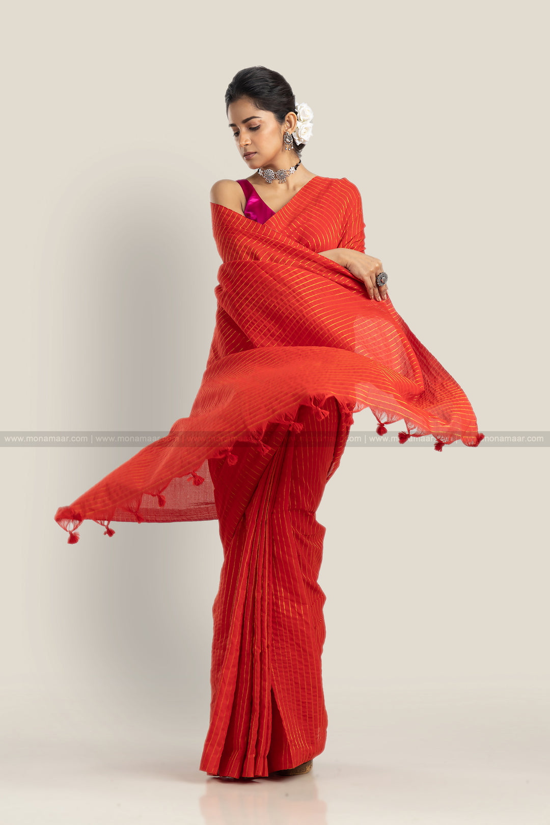Bengal Khadi Saree Orange
