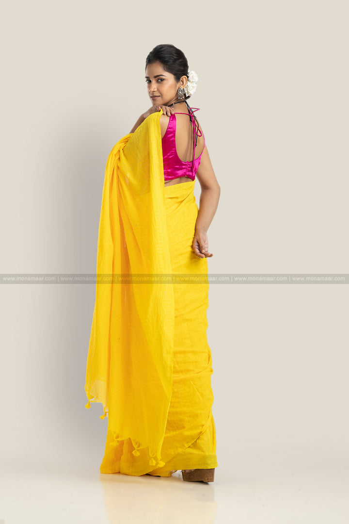 Bengal Khadi Saree Yellow