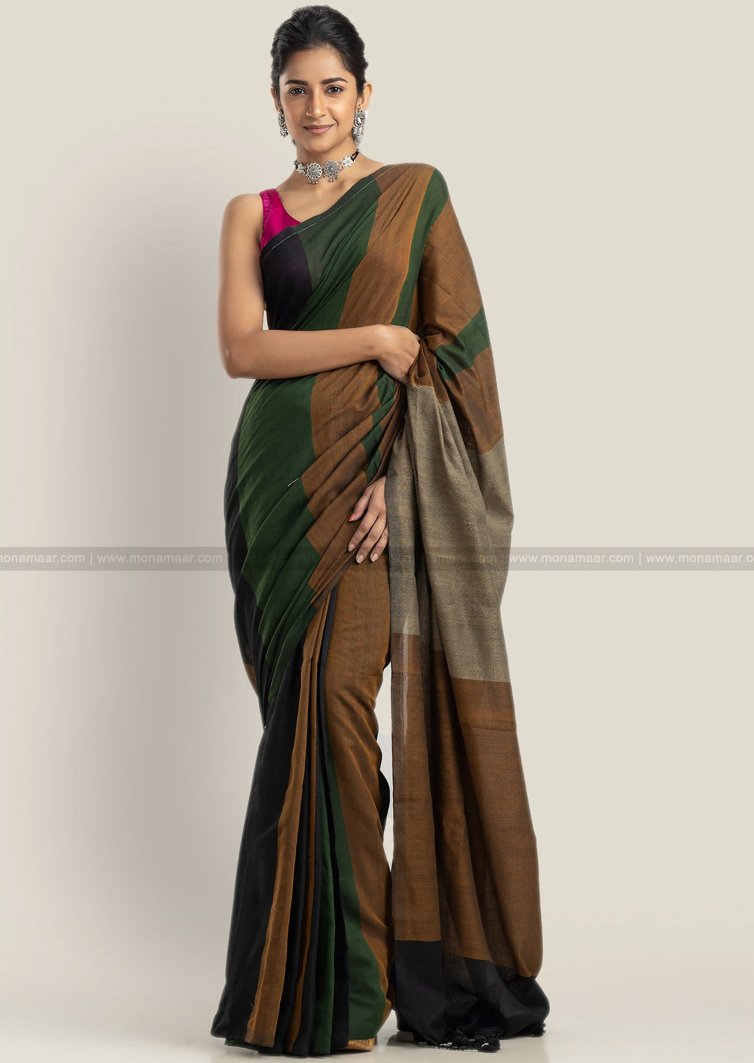 Padma Phool Pure Multicolor Khadi Cotton Saree