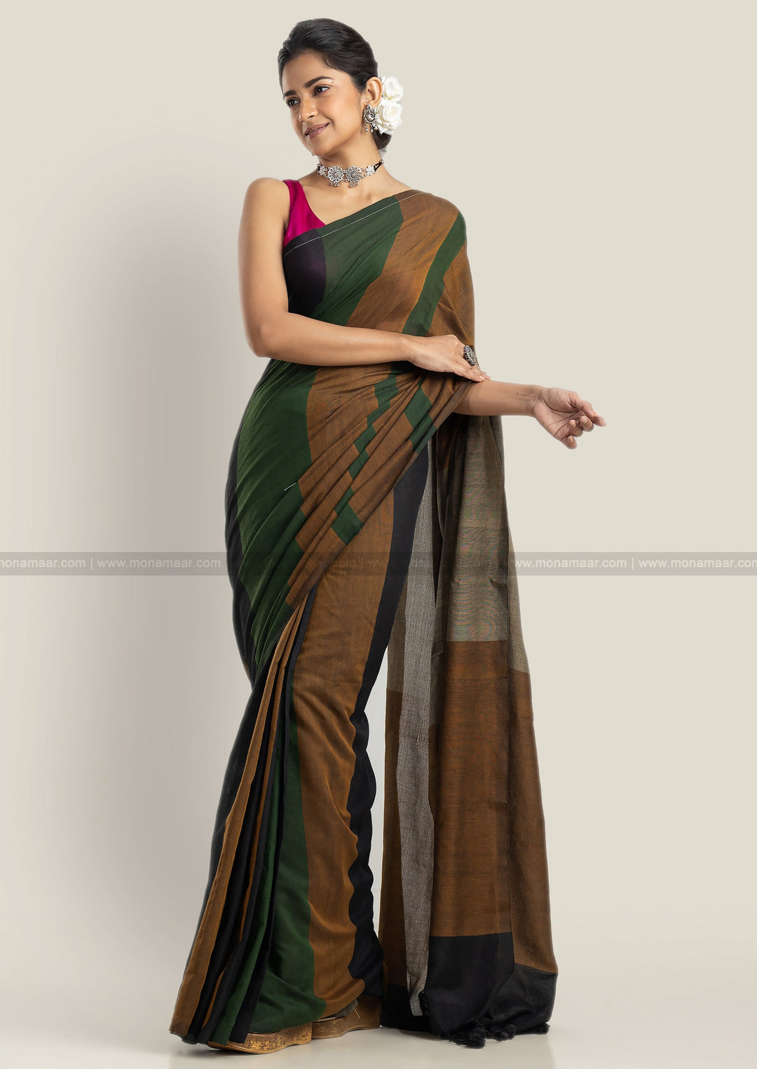 Padma Phool Pure Multicolor Khadi Cotton Saree