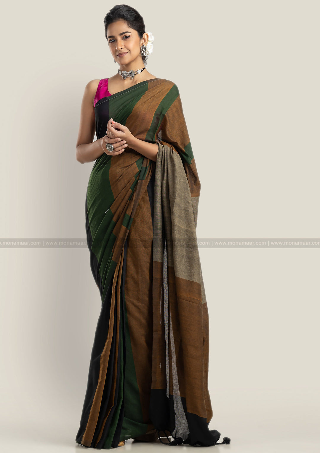 Padma Phool Pure Multicolor Khadi Cotton Saree