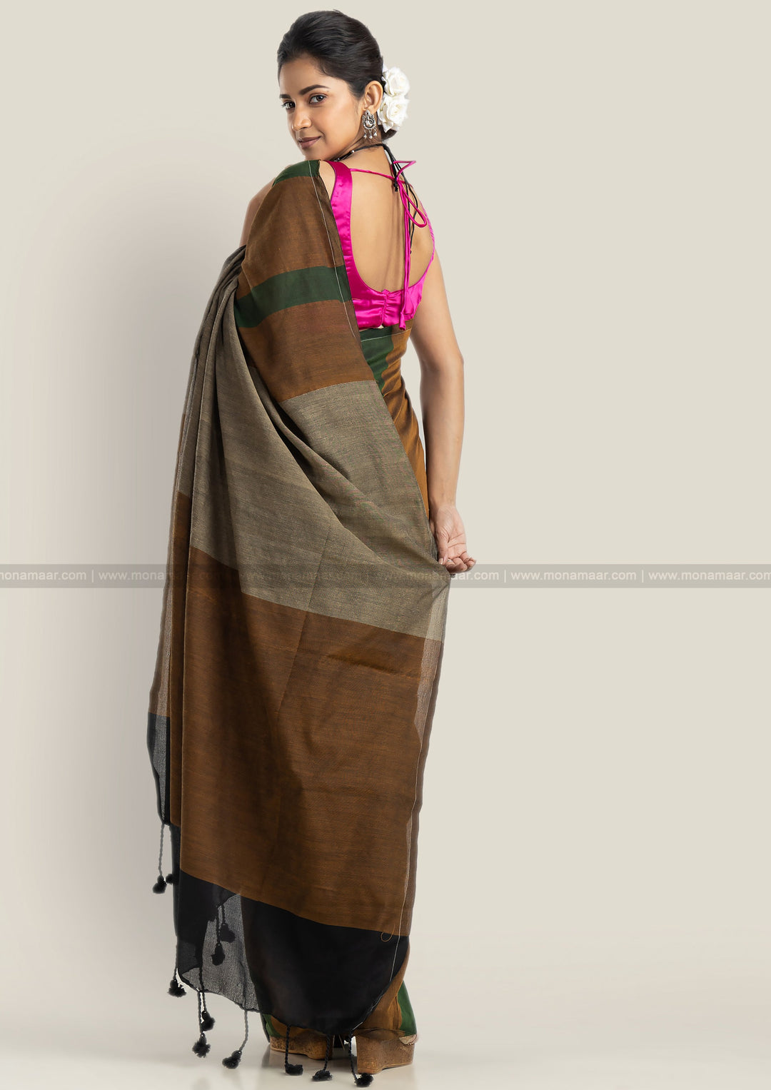 Padma Phool Pure Multicolor Khadi Cotton Saree