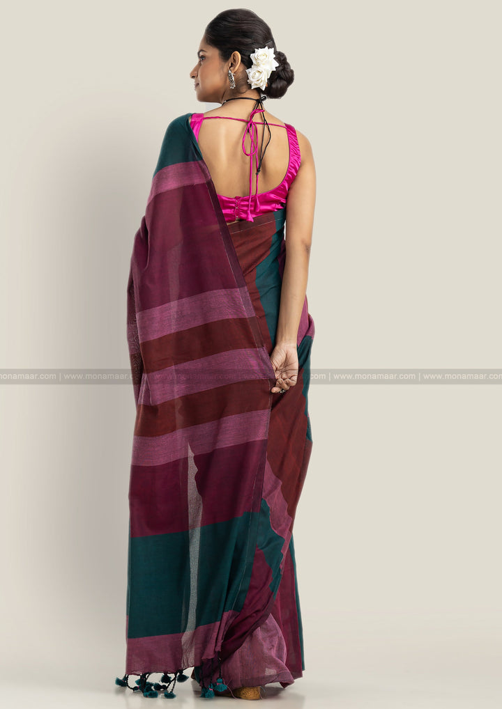 Stripe Style Multicolor Khadi Cotton Saree