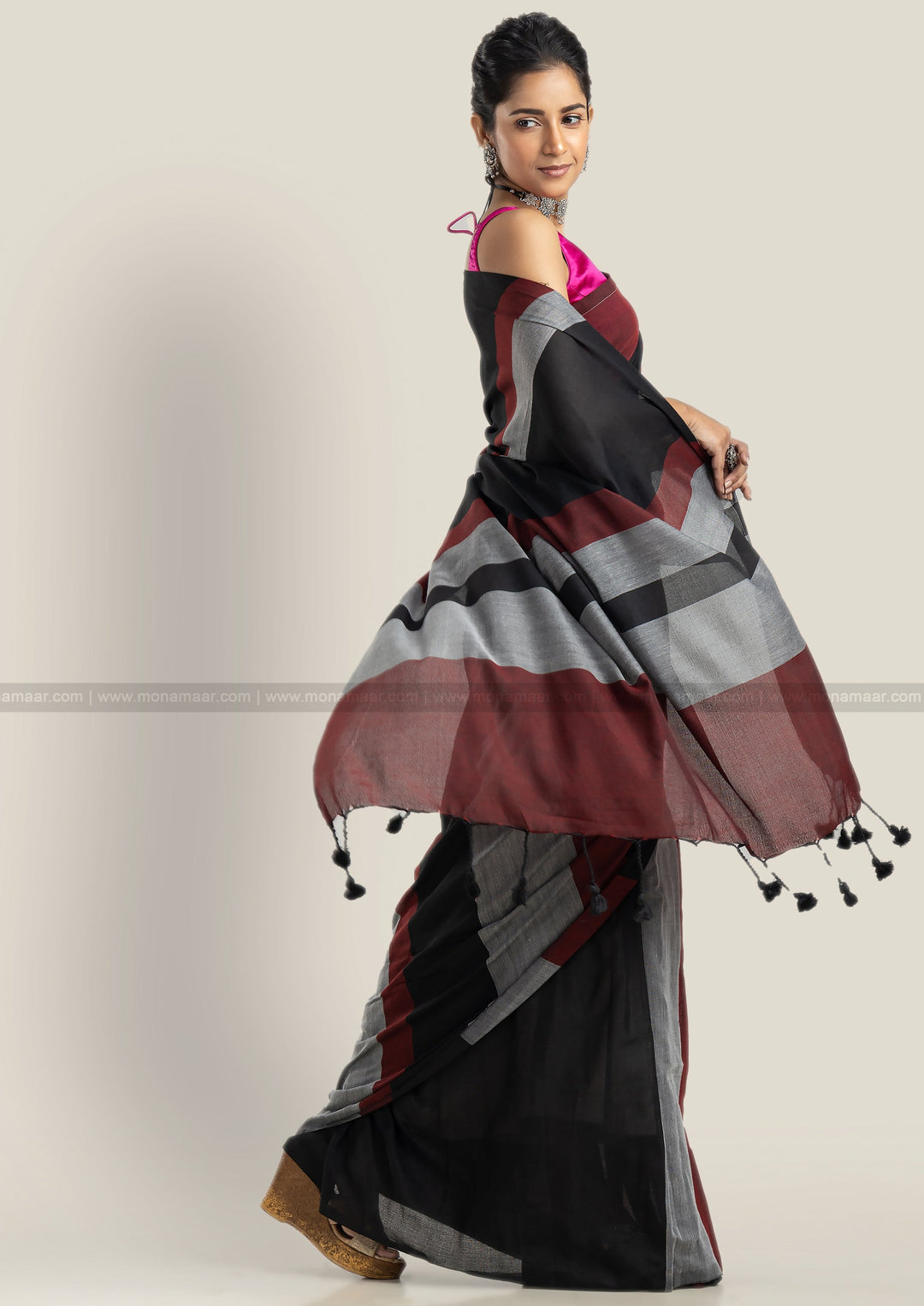 Padma Phool Pure Multicolor Khadi Cotton Saree