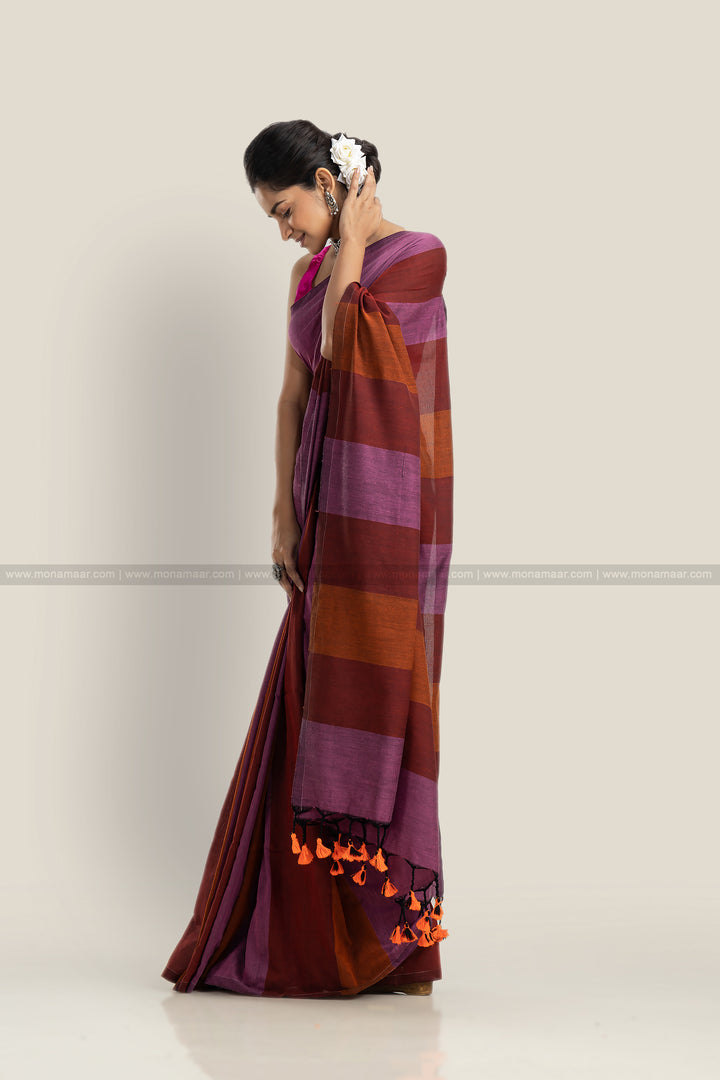 Padma Phool Pure Multicolor Khadi Cotton Saree