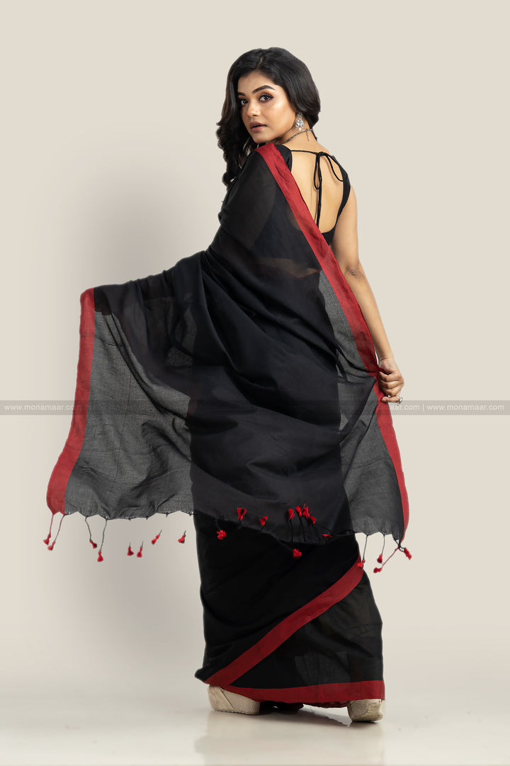 Black Gini Bengal Khadi Saree