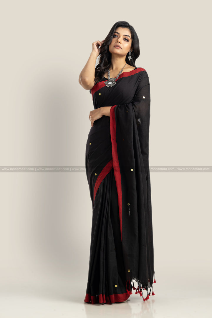 Black Gini Bengal Khadi Saree