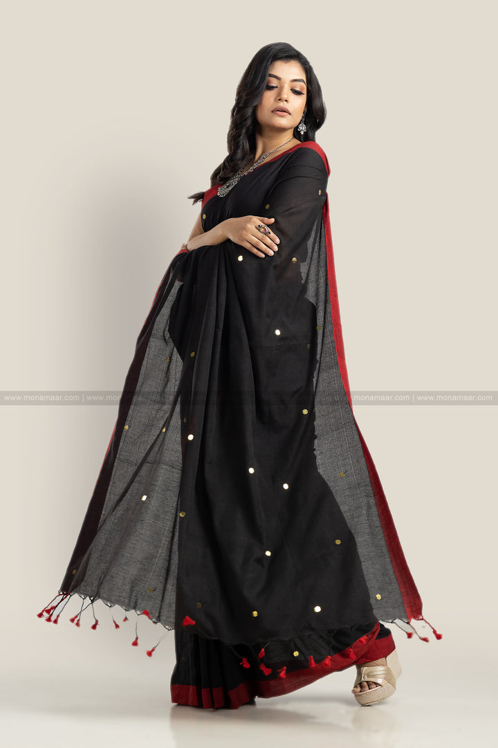 Black Gini Bengal Khadi Saree