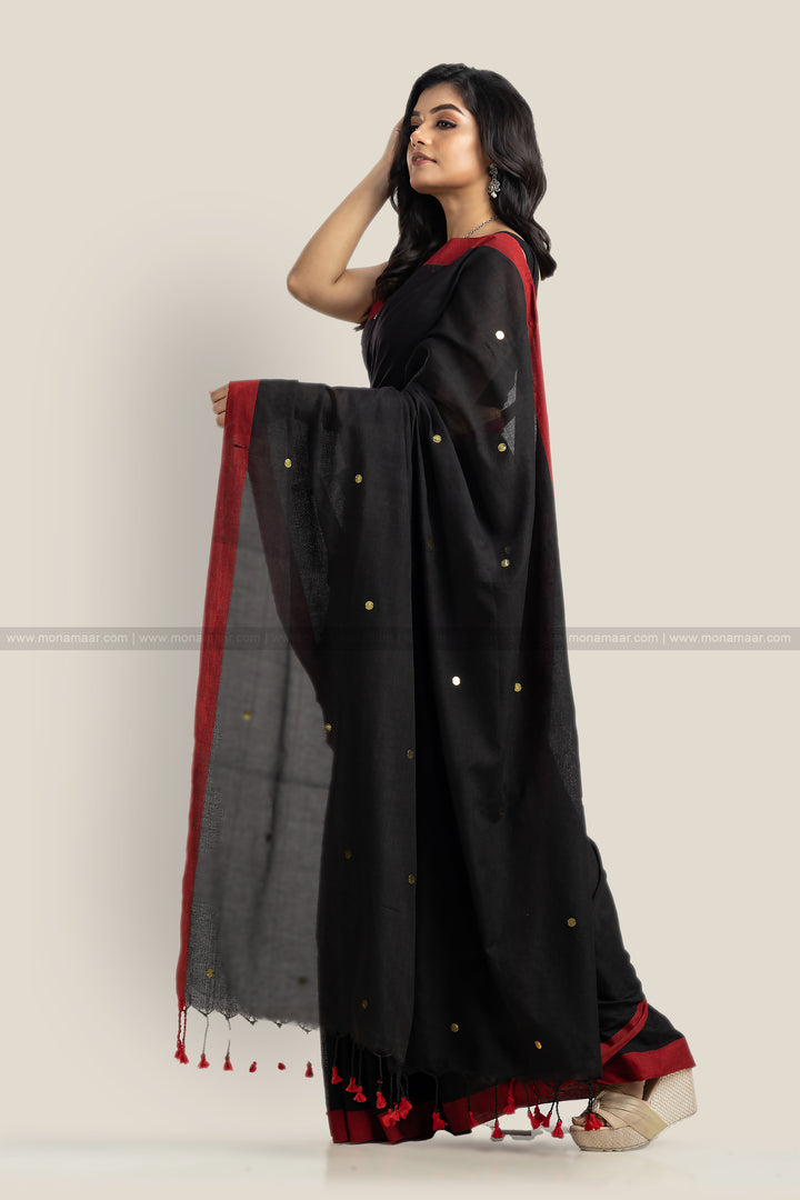 Black Gini Bengal Khadi Saree