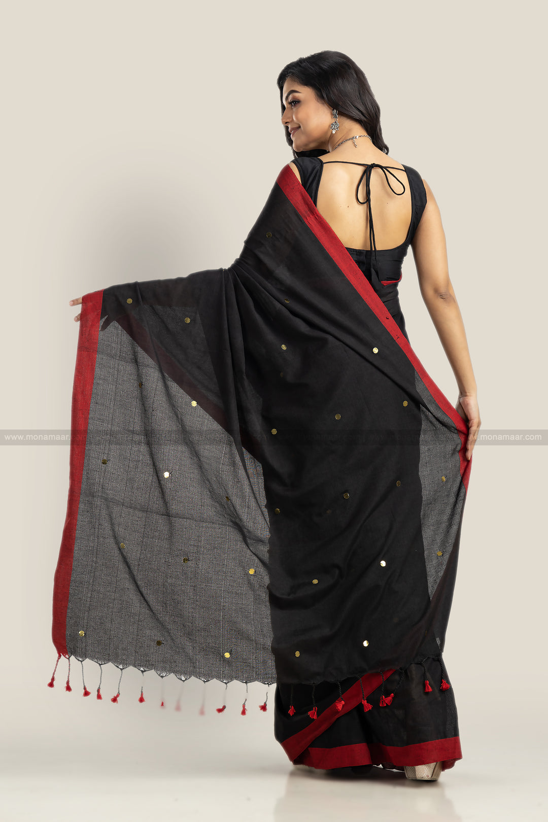 Black Gini Bengal Khadi Saree