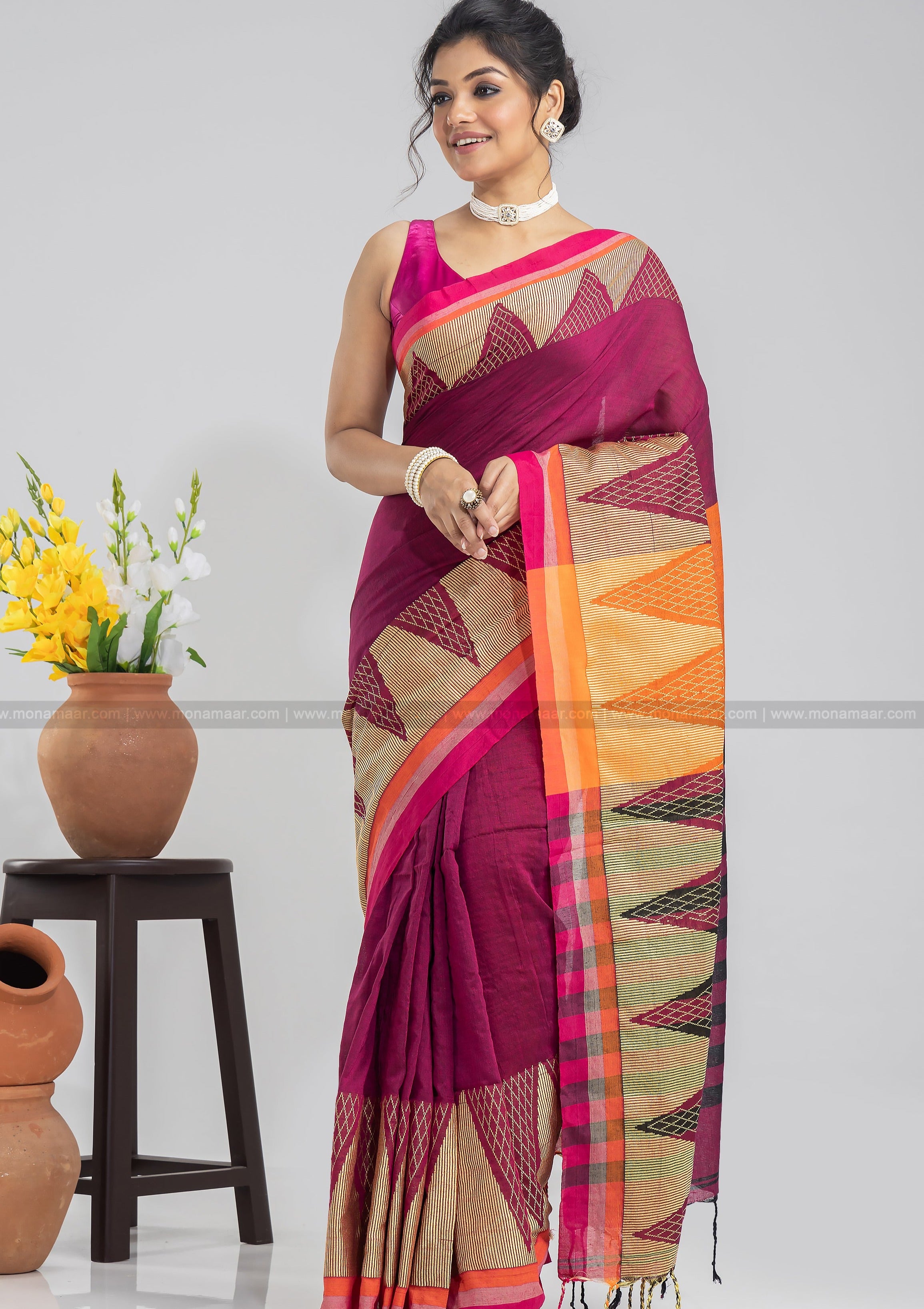 Pure Khadi Cotton Saree – Monamaar