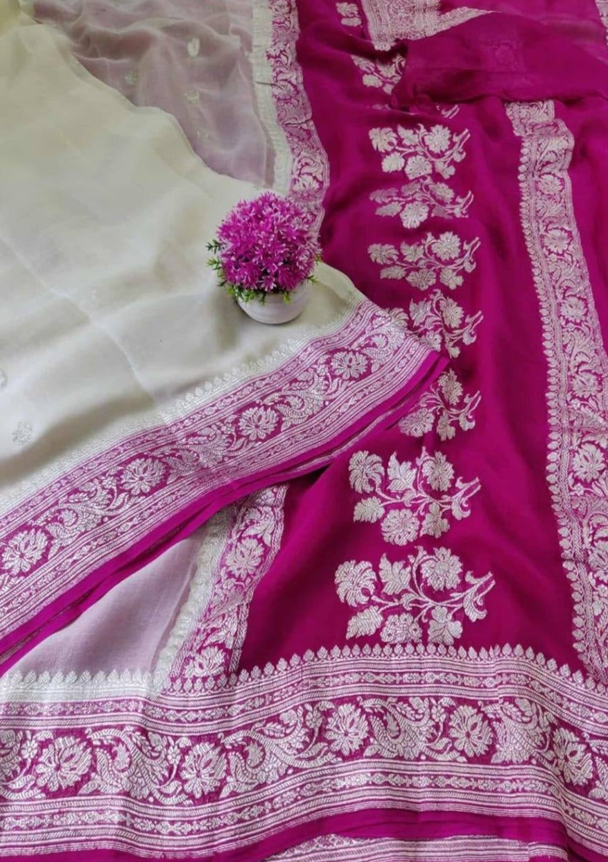 Legacy of Khaddi Chiffon Pure Banarasi Saree