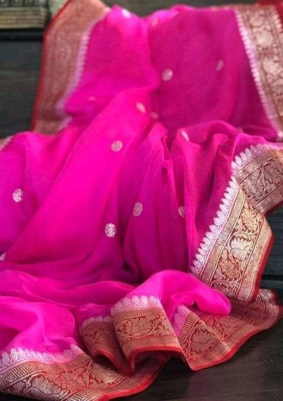 Legacy Of Khaddi Chiffon Handloom Banarasi Saree