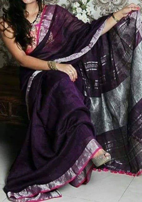 Pure Handwoven Linen Saree