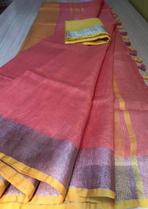 Pure Handwoven Linen Saree