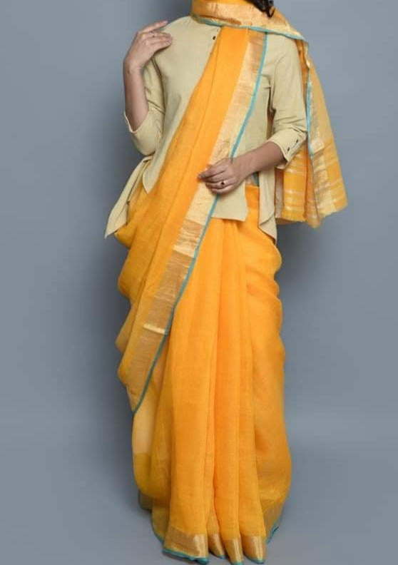Pure Handwoven Linen Saree