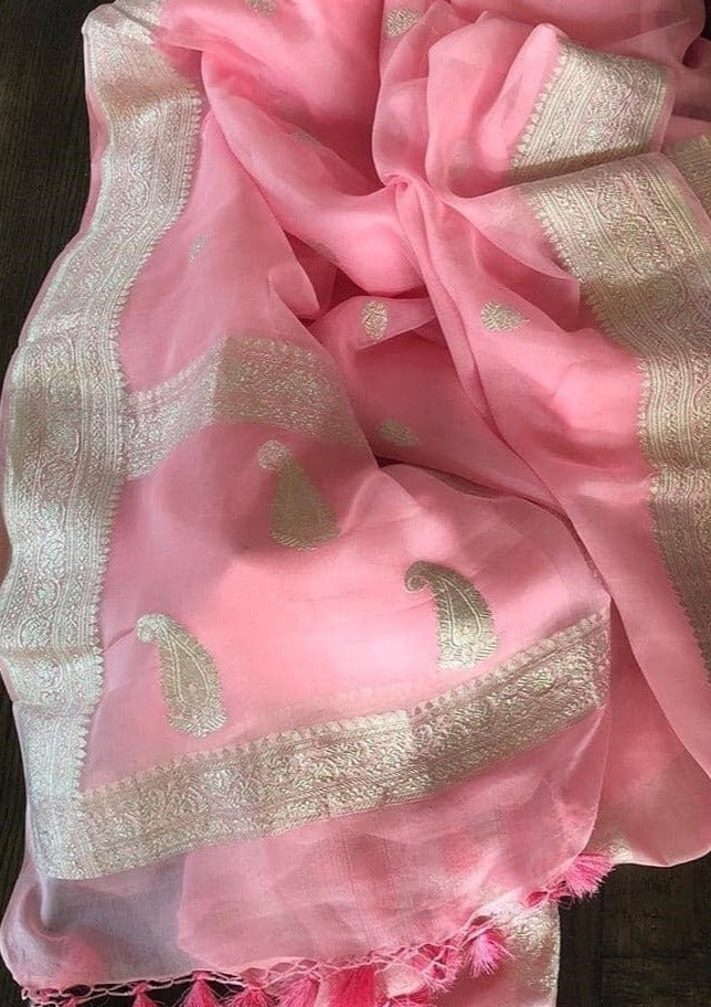 Legacy Of Khaddi Chiffon Handloom Banarasi Saree