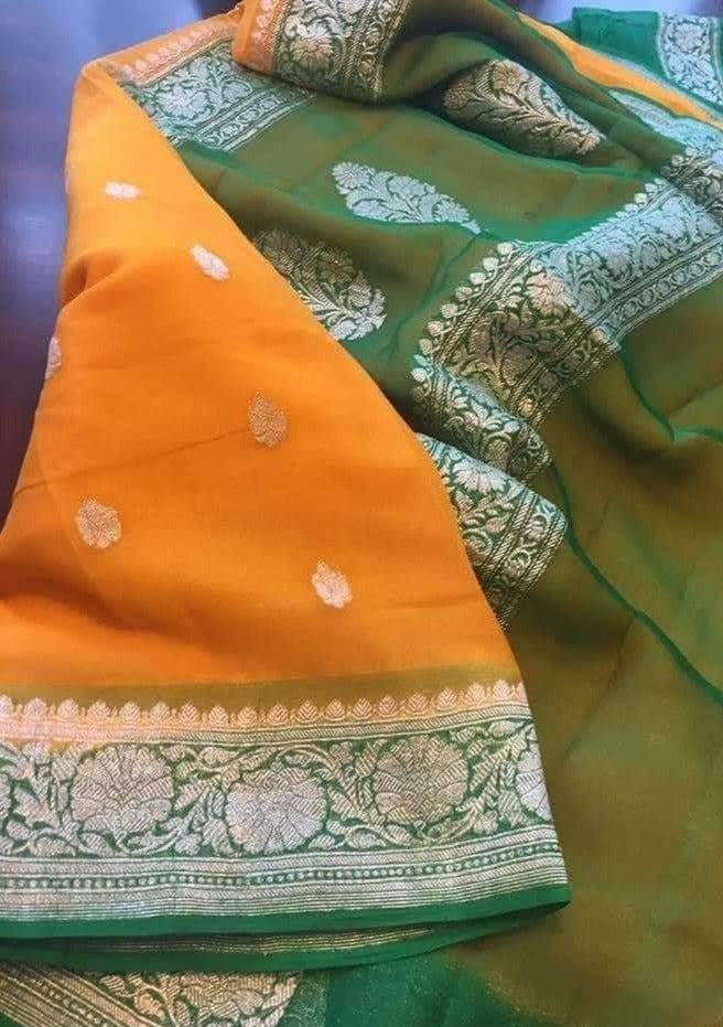Legacy Of Khaddi Chiffon Handloom Banarasi Saree