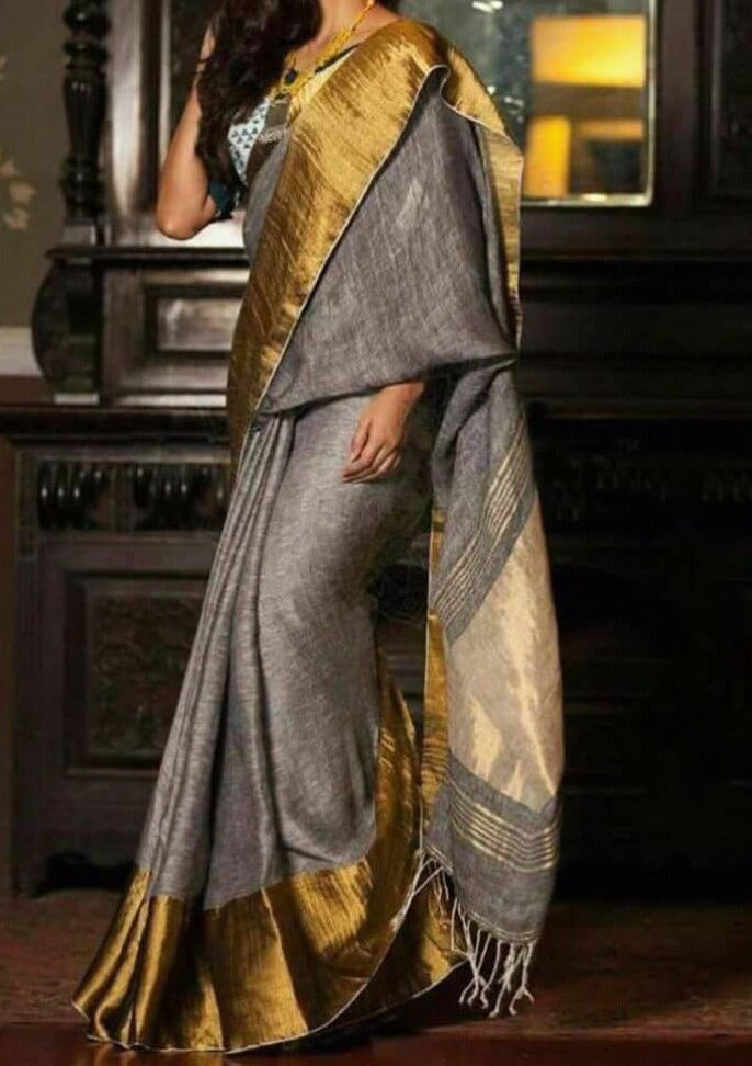 Pure Handwoven Linen Saree