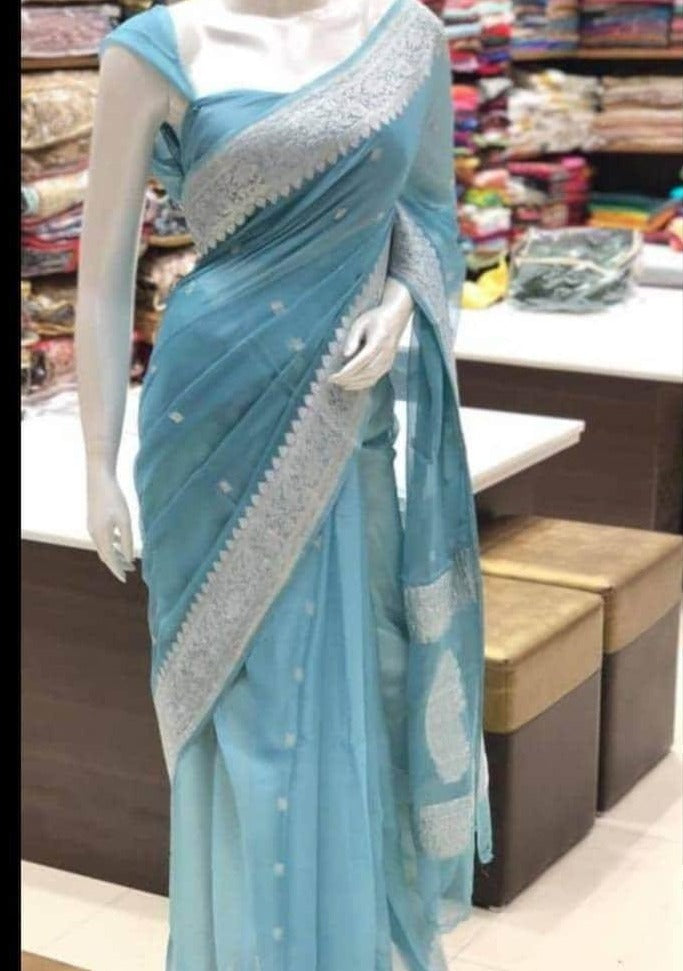 Khaddi Chiffon Banarasi Saree