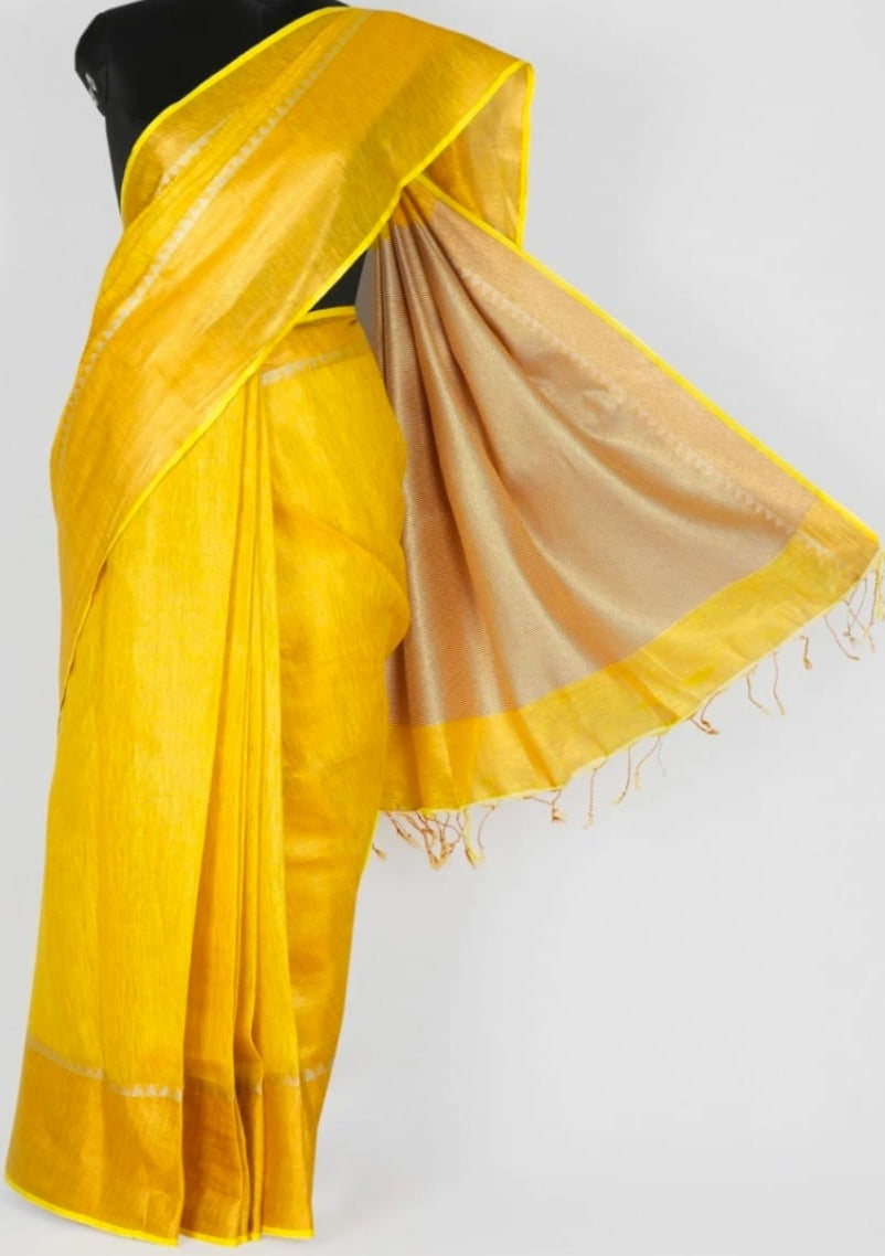 Pure Handwoven Tissue Linen Saree