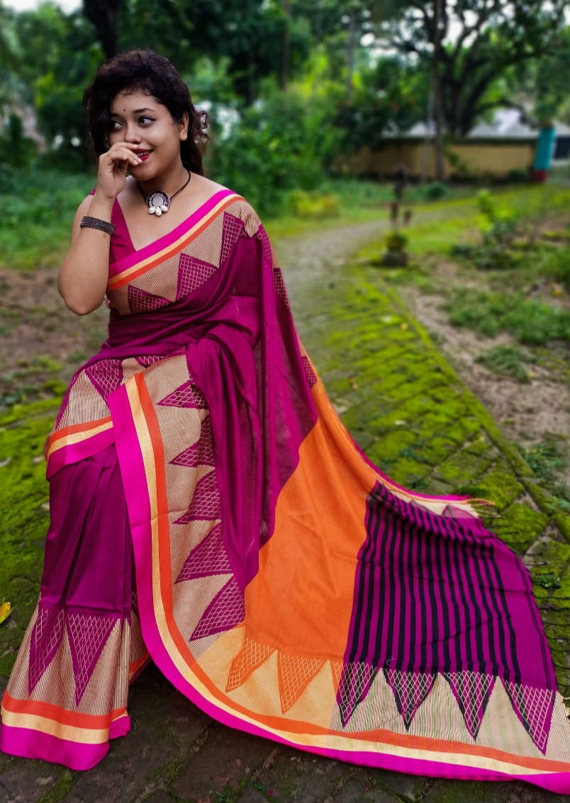 Bengal Khadi Cotton Saree – Monamaar