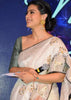 Actress Kajol Inspired Embroidered Pure Linen Saree