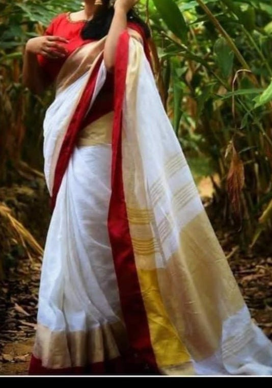 Cloudy Lily Pure Handwoven Linen Saree