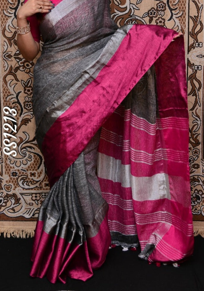 Pure Handwoven Linen Saree