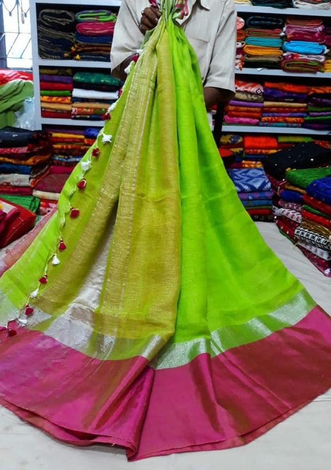 Pure Handwoven Linen Saree