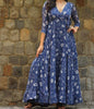 Blue Floral Jaipuri Gown