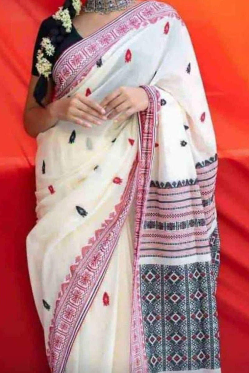 Assam Khadi jamdani saree