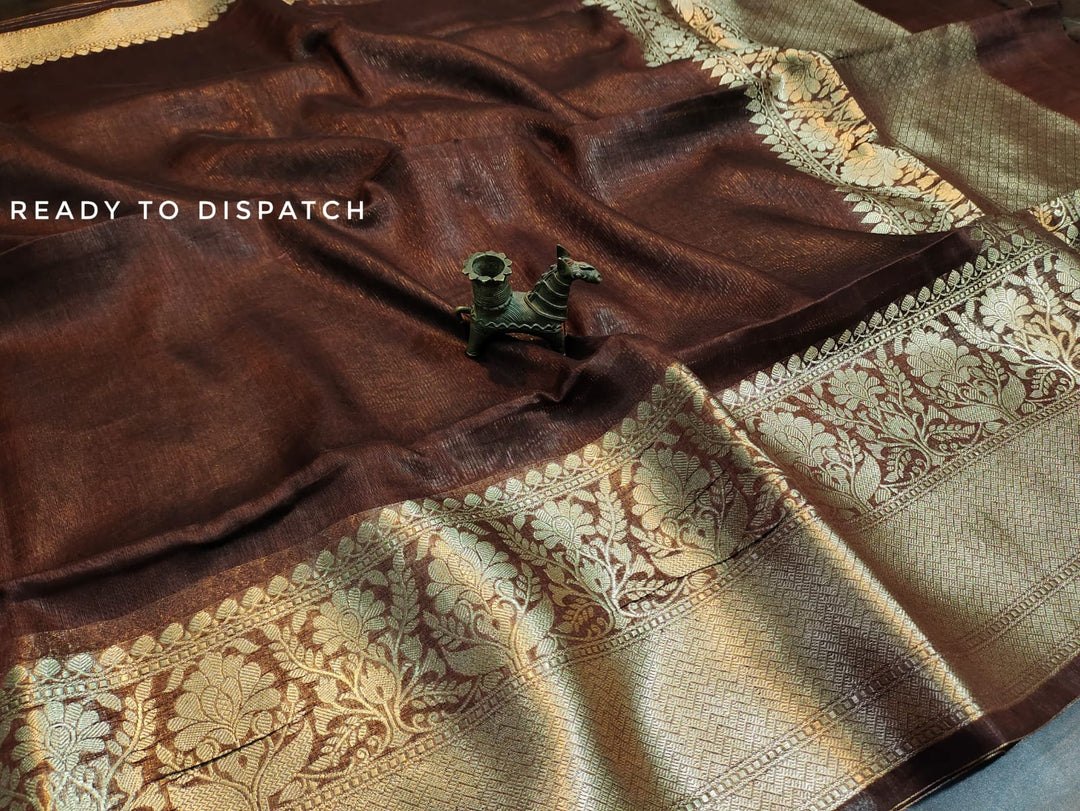 Pure Handwoven Silk Linen Banarasi