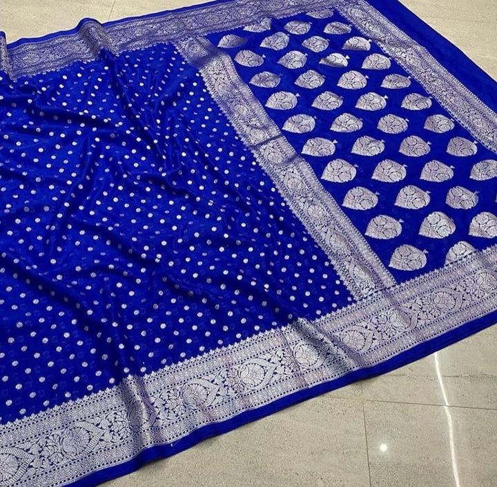 Banarasi Semi Katan Georgette Soft Silk  Saree
