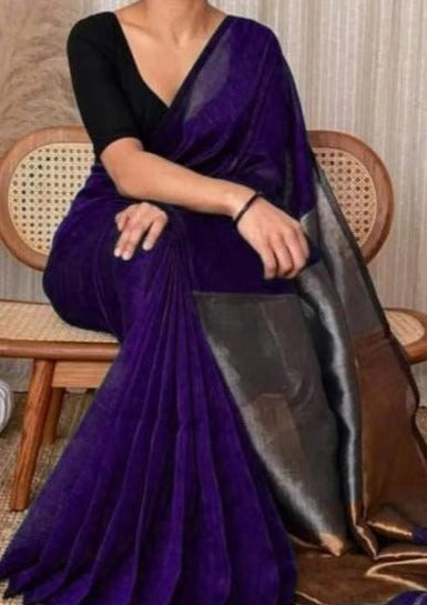 Nil Vromori Bengal Khadi Saree