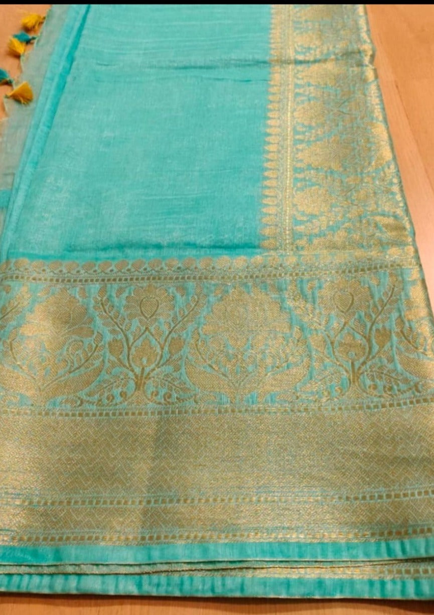 Pure Handwoven Silk Linen Banarasi