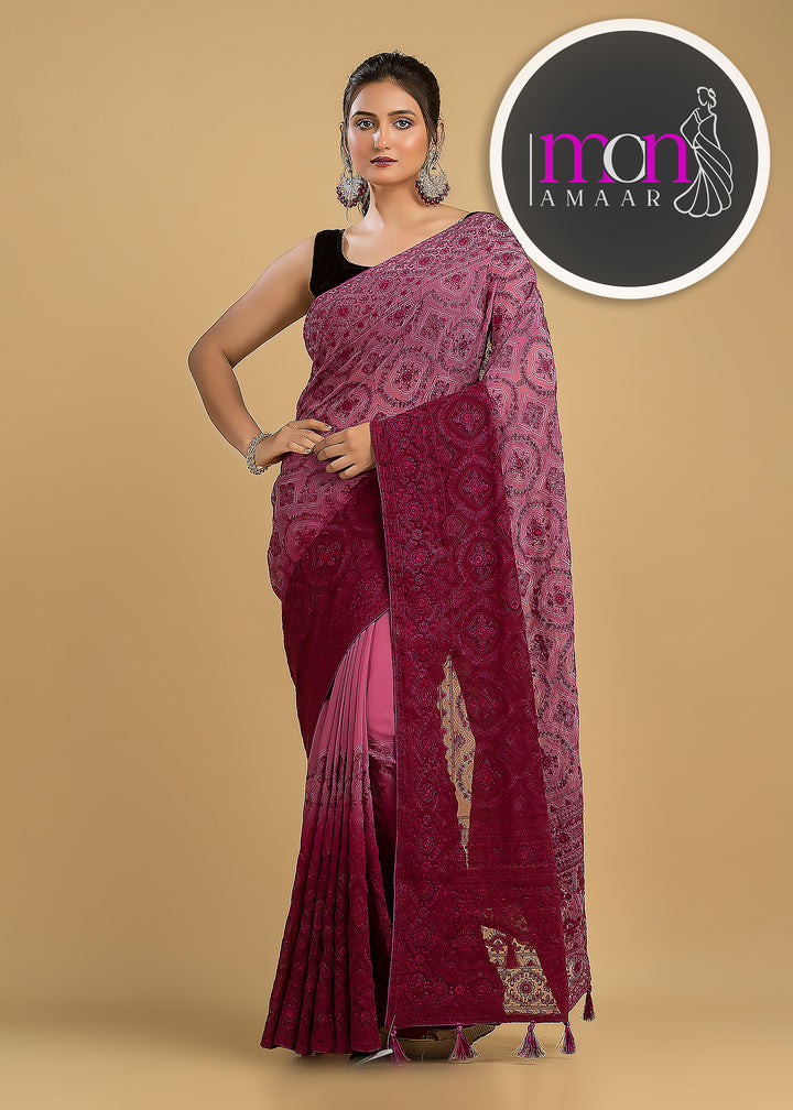 Spill the beans Of Beauty(Embroidery Saree)