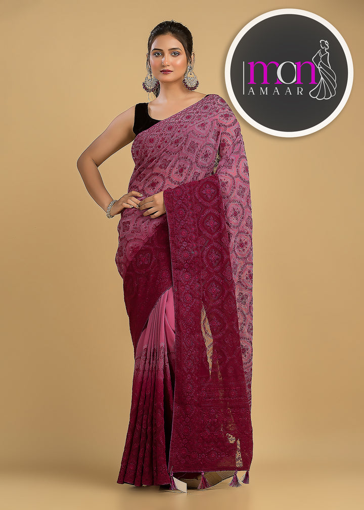 Spill the beans Of Beauty(Embroidery Saree)