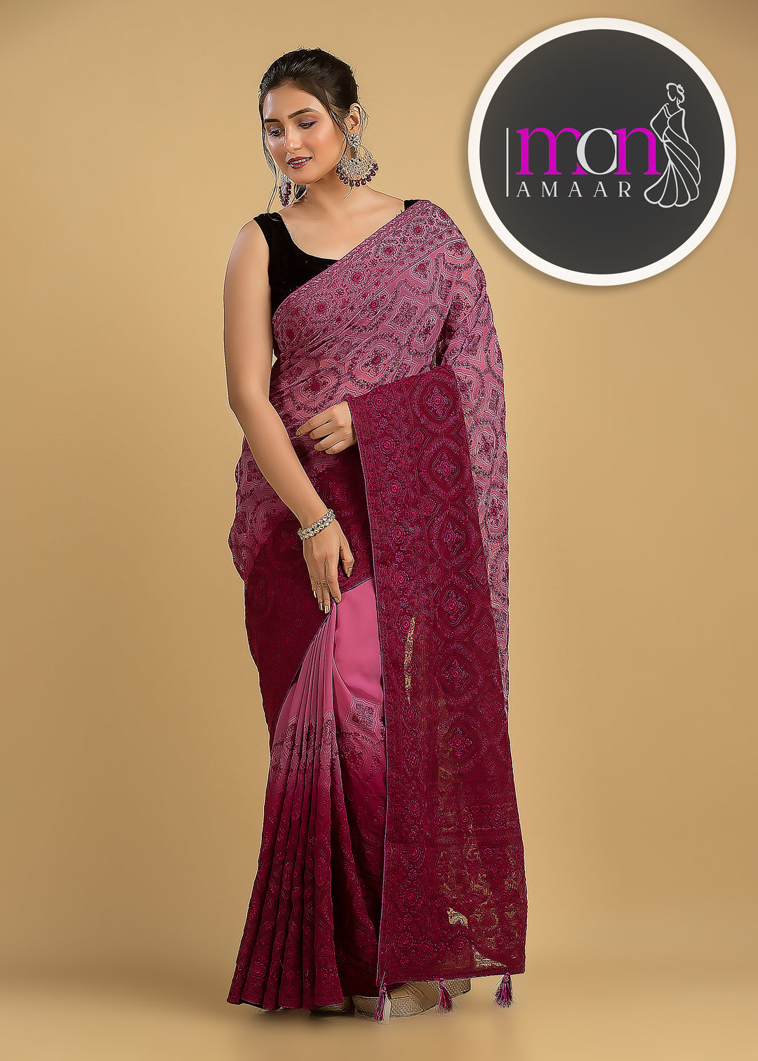 Spill the beans Of Beauty(Embroidery Saree)