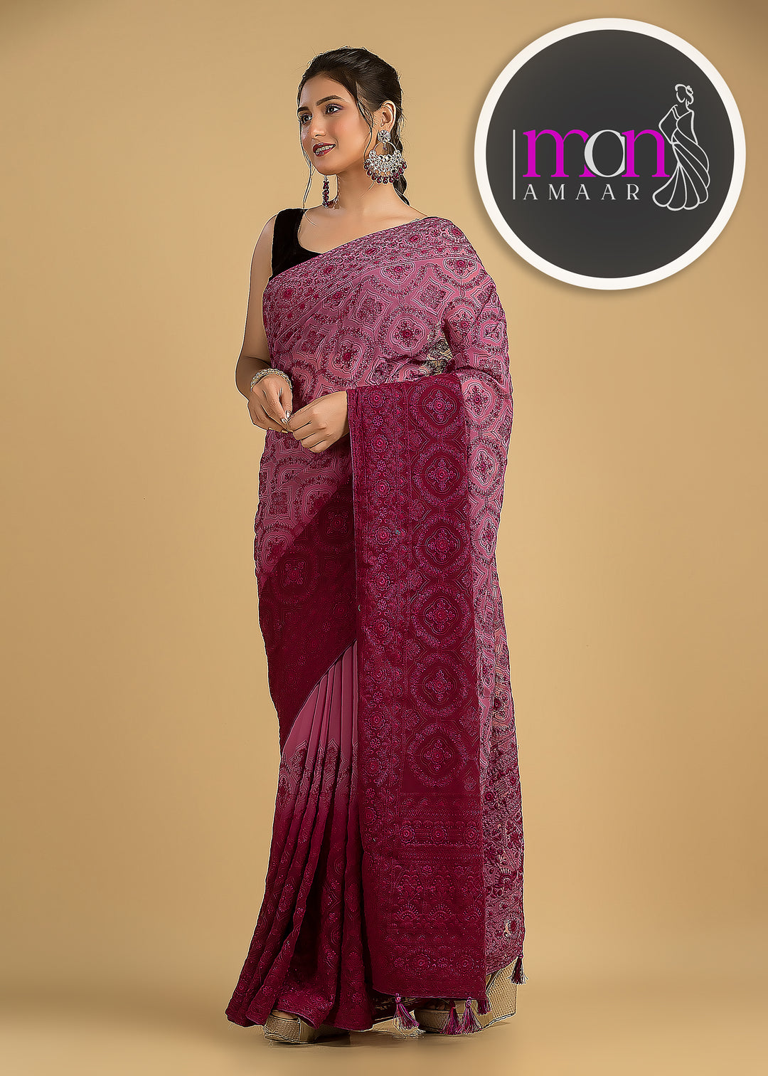 Spill the beans Of Beauty(Embroidery Saree)