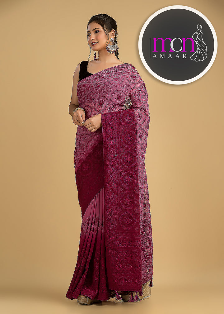 Spill the beans Of Beauty(Embroidery Saree)