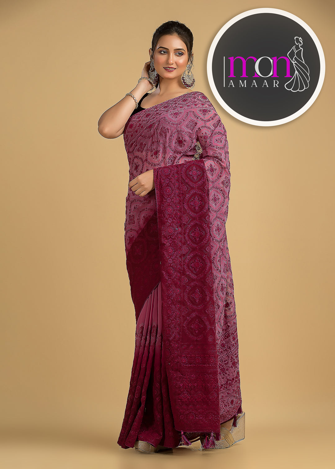 Spill the beans Of Beauty(Embroidery Saree)