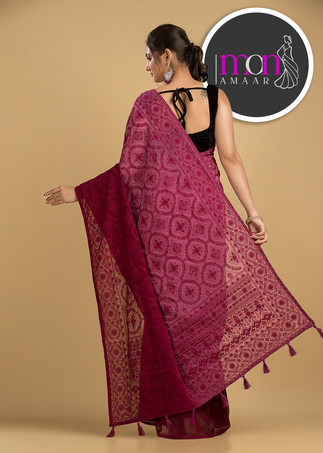 Spill the beans Of Beauty(Embroidery Saree)