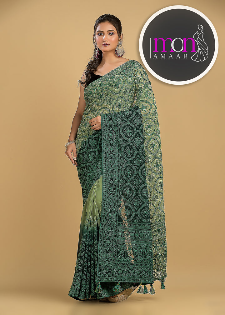 Spill the beans Of Beauty(Embroidery Saree)