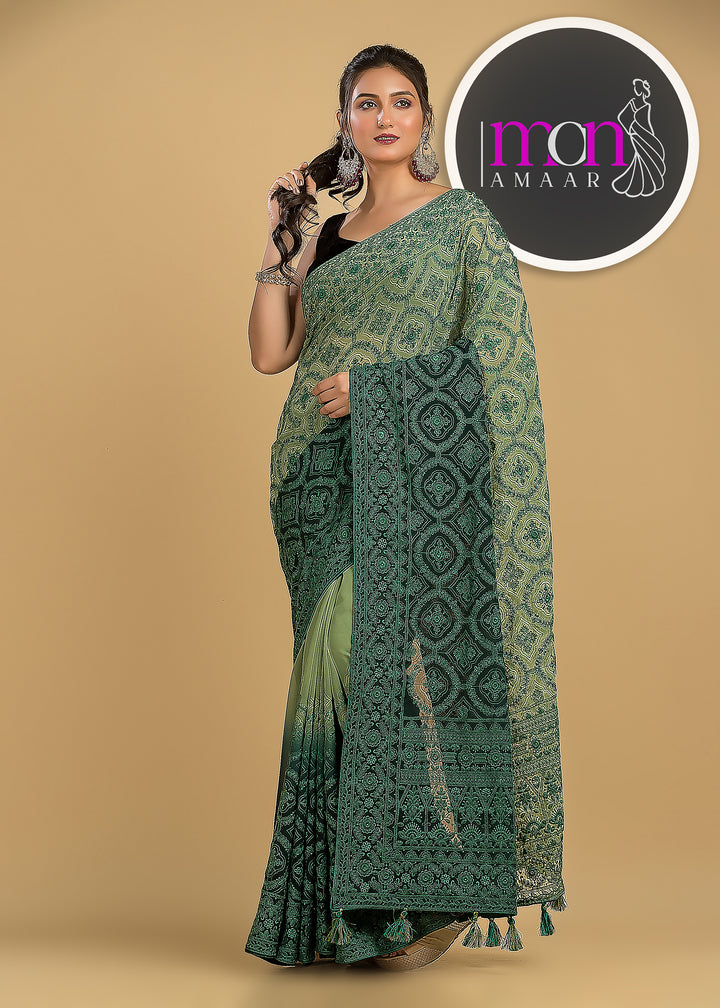 Spill the beans Of Beauty(Embroidery Saree)