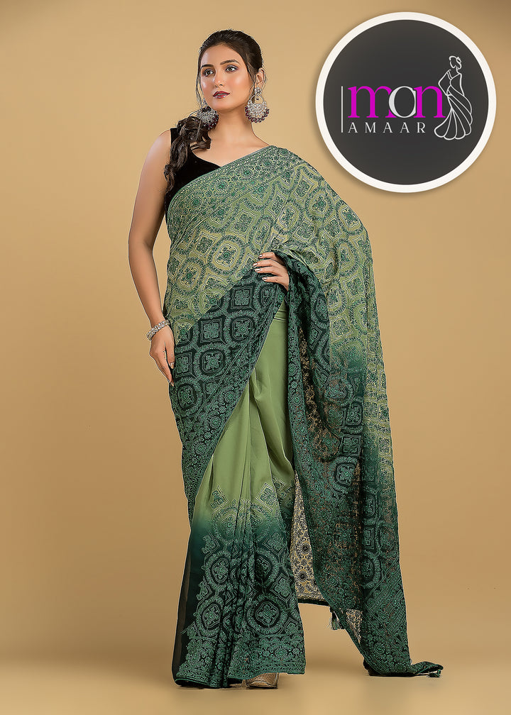 Spill the beans Of Beauty(Embroidery Saree)