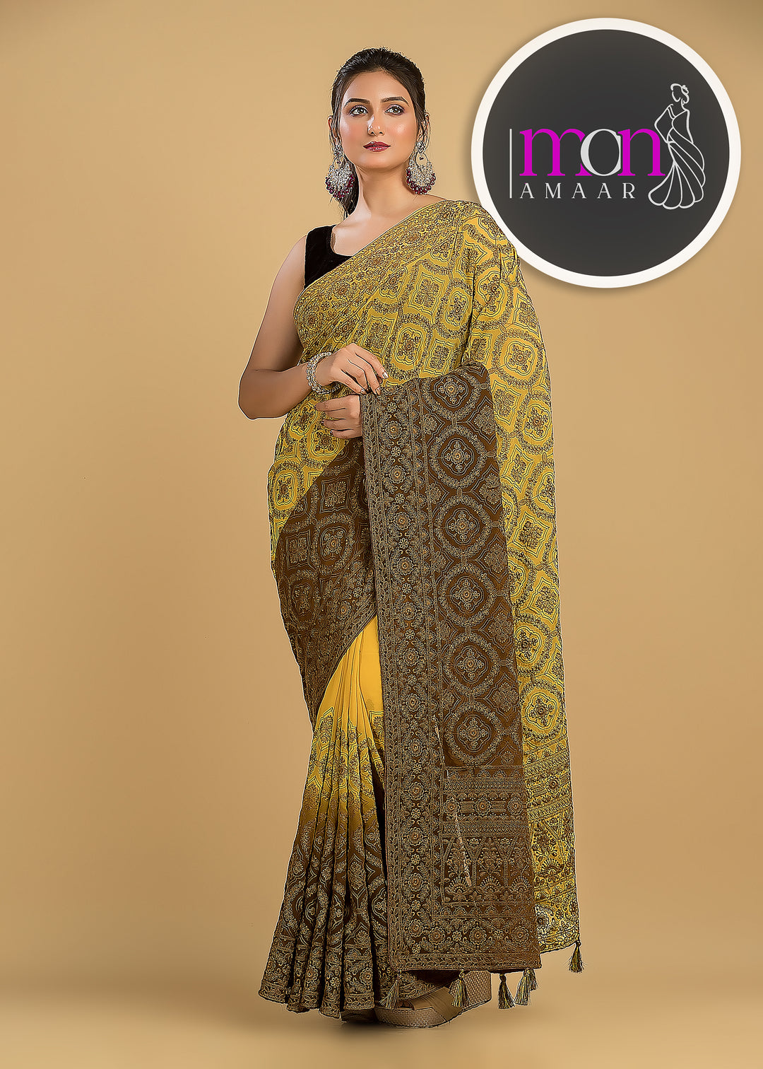 Spill the beans Of Beauty(Embroidery Saree)