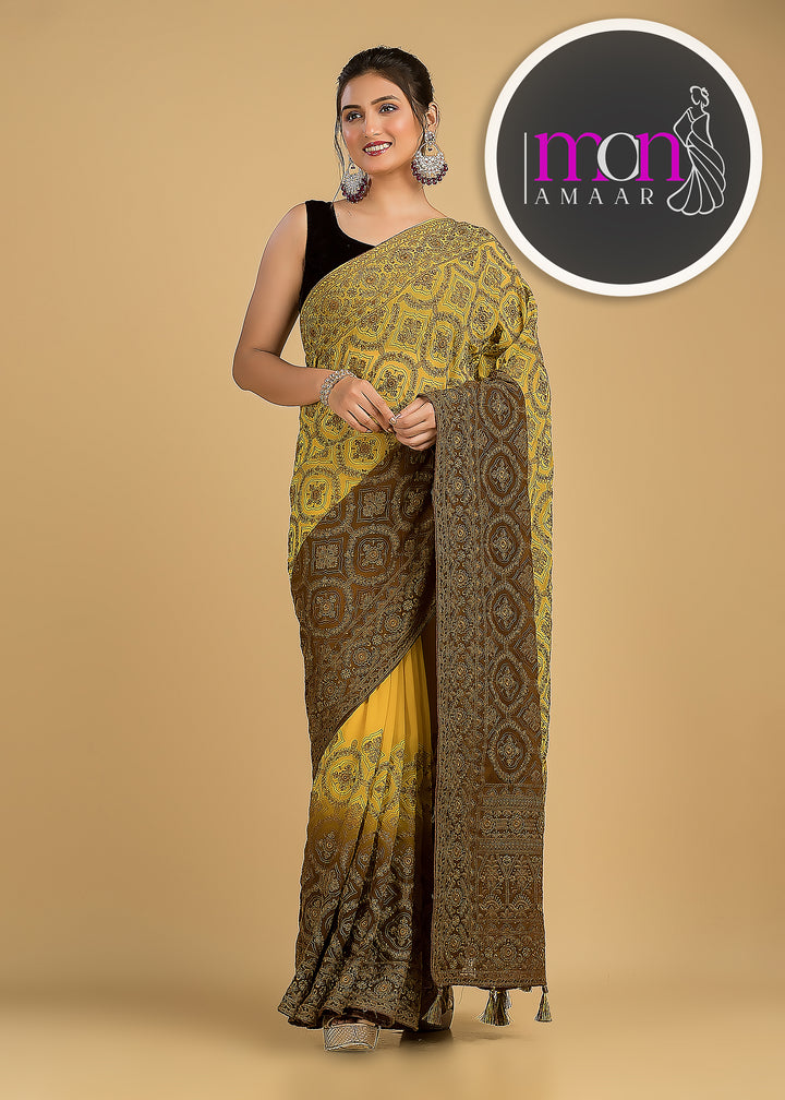 Spill the beans Of Beauty(Embroidery Saree)