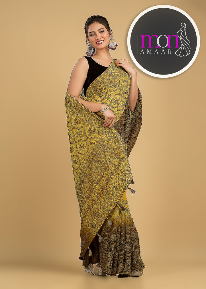 Spill the beans Of Beauty(Embroidery Saree)