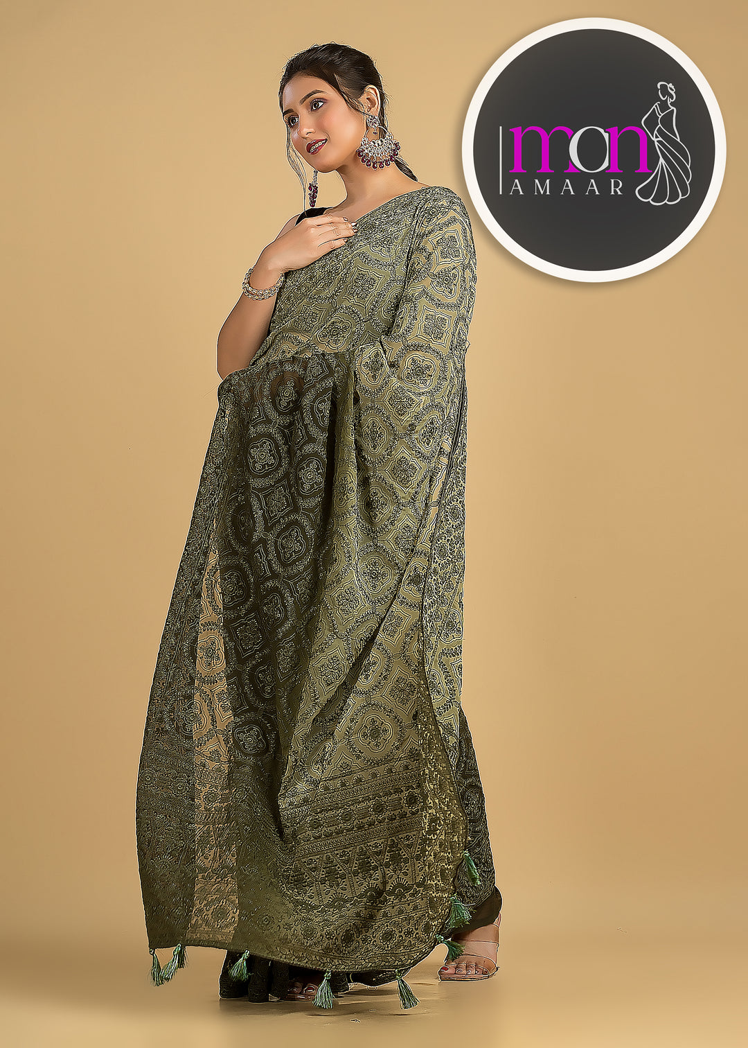 Spill the beans Of Beauty(Embroidery Saree)